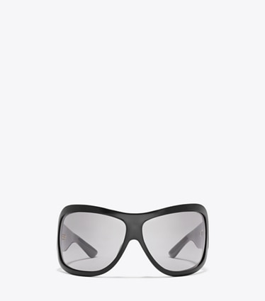 Tory Burch designer lunettes Lunettes de soleil enveloppantes Runway dans BLACK/GREY de face