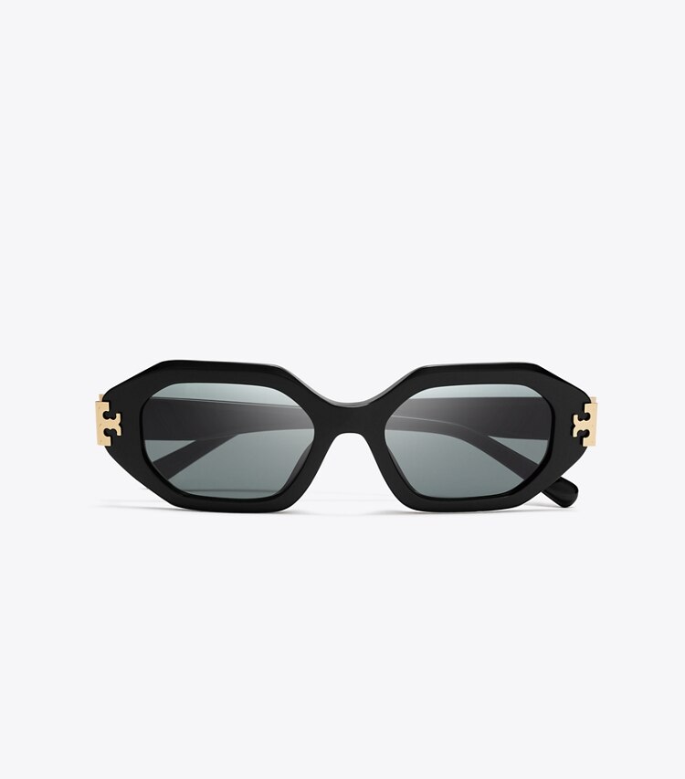 Tory Burch designer lunettes Lunettes de soleil géométriques Eleanor dans BLACK/DARK GRAY vue du dessus