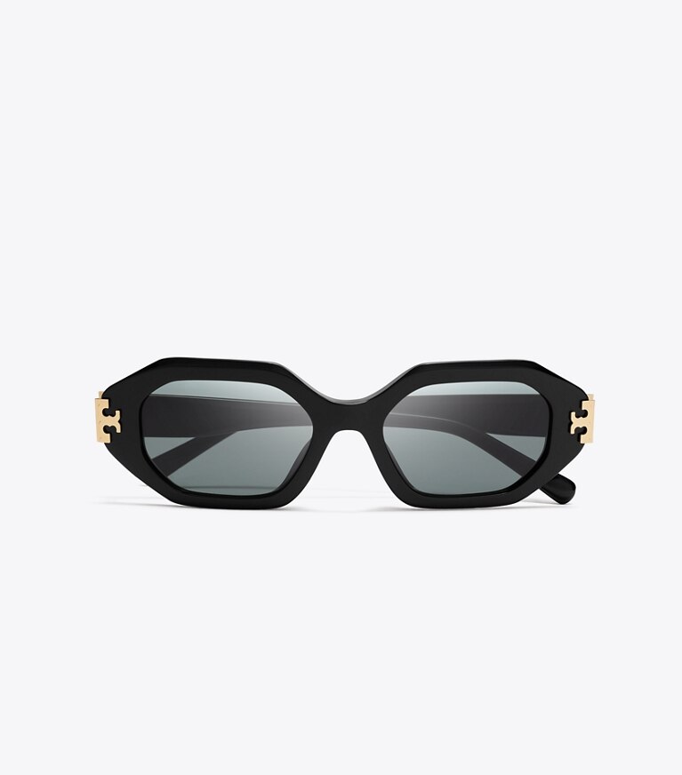 Tory Burch designer lunettes Lunettes de soleil géométriques Eleanor dans BLACK/DARK GRAY vue du dessus