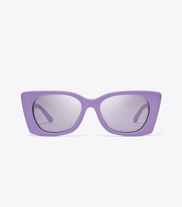 Tory Burch designer lunettes Lunettes de soleil géométriques Kira à motif matelassage in LAVENDER/LILAC SILVER MIRROR front