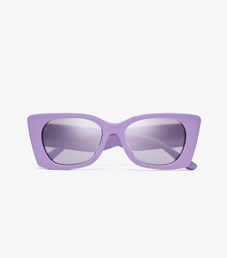 Tory Burch designer lunettes Lunettes de soleil géométriques Kira à motif matelassage in LAVENDER/LILAC SILVER MIRROR dessus