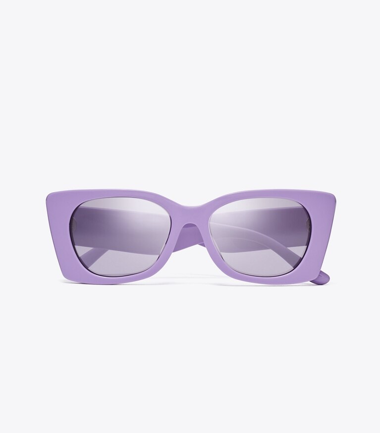 Tory Burch designer lunettes Lunettes de soleil géométriques Kira à motif matelassage in LAVENDER/LILAC SILVER MIRROR front