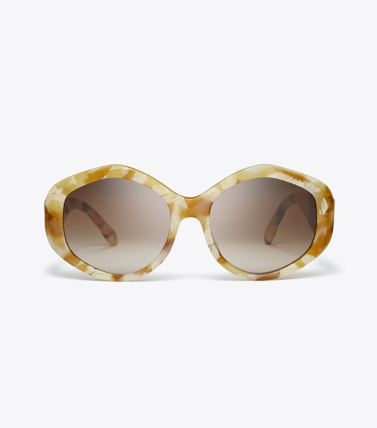 Tory Burch designer lunettes Lunettes de soleil géométriques Kira dans HONEY TORTOISE/BROWN GRADIENT de face