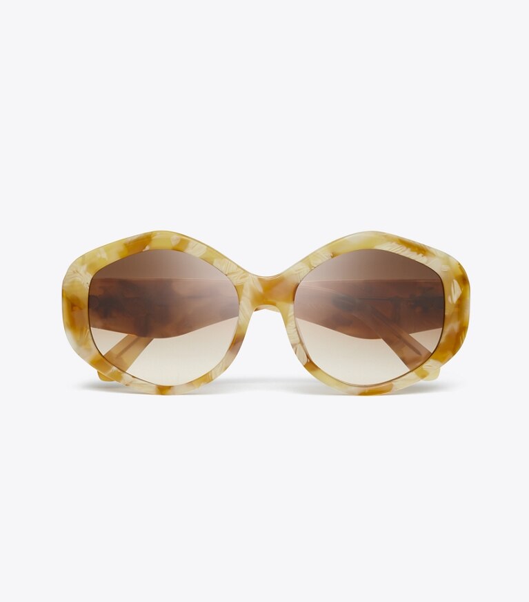 Tory Burch designer lunettes Lunettes de soleil géométriques Kira dans HONEY TORTOISE/BROWN GRADIENT vue du dessus