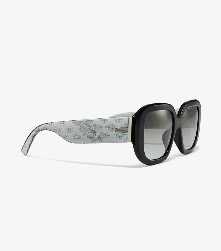 Tory Burch designer lunettes Lunettes de soleil géométriques T Monogram dans BLACK/GREY GRADIENT détails