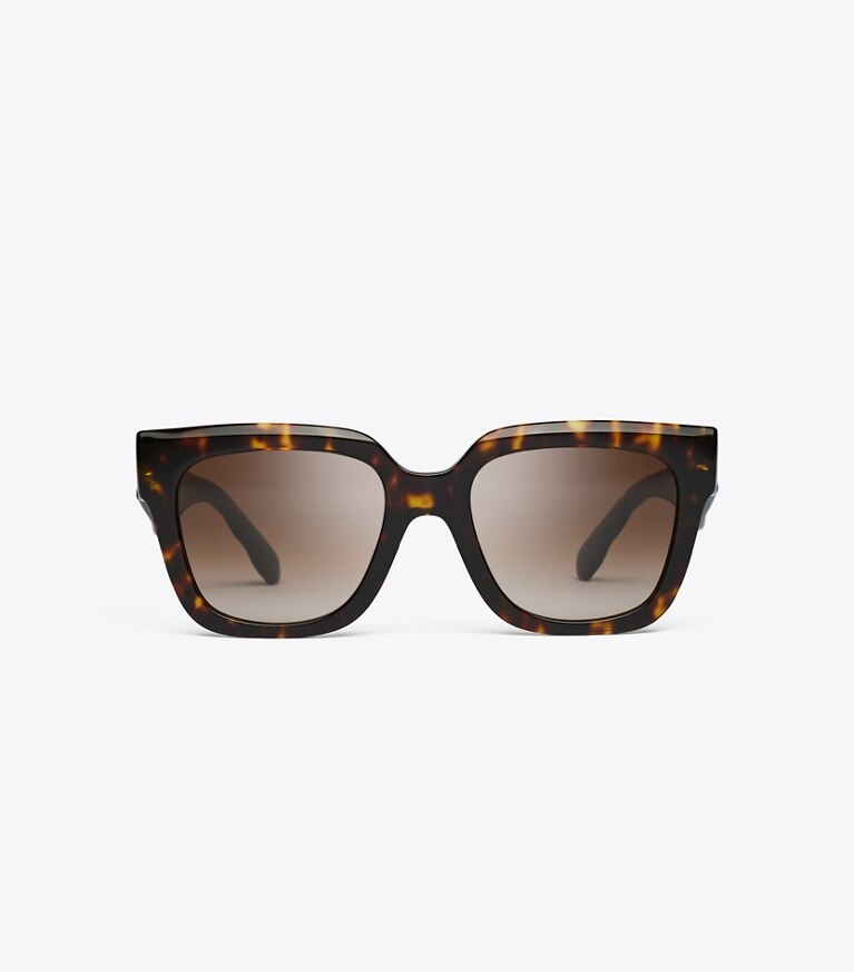 Tory Burch designer lunettes Lunettes de soleil Kira carrées in DARK TORTOISE/BROWN GRADIENT front