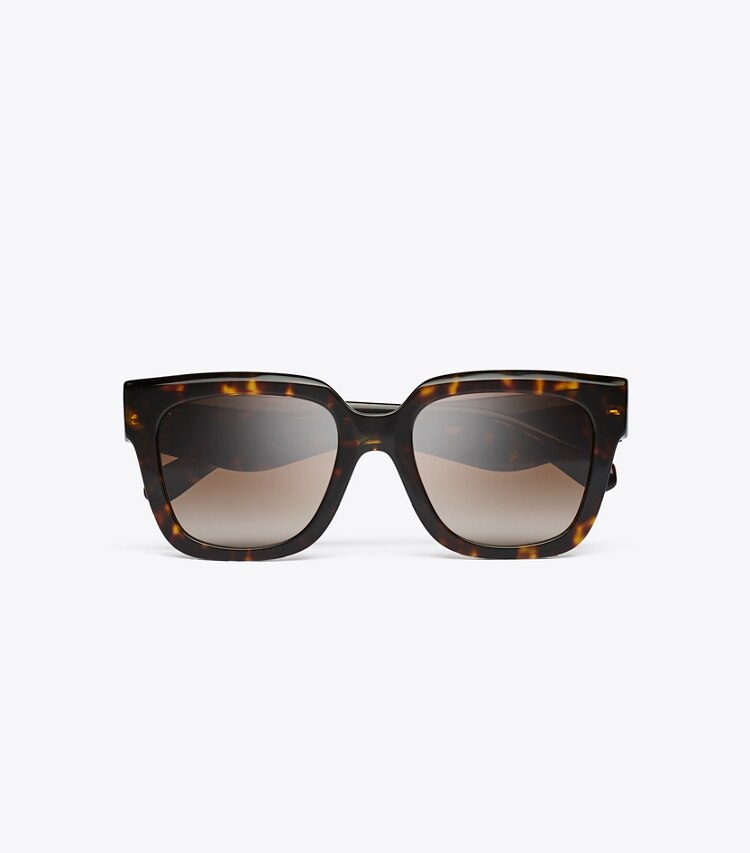 Tory Burch designer lunettes Lunettes de soleil Kira carrées in DARK TORTOISE/BROWN GRADIENT dessus