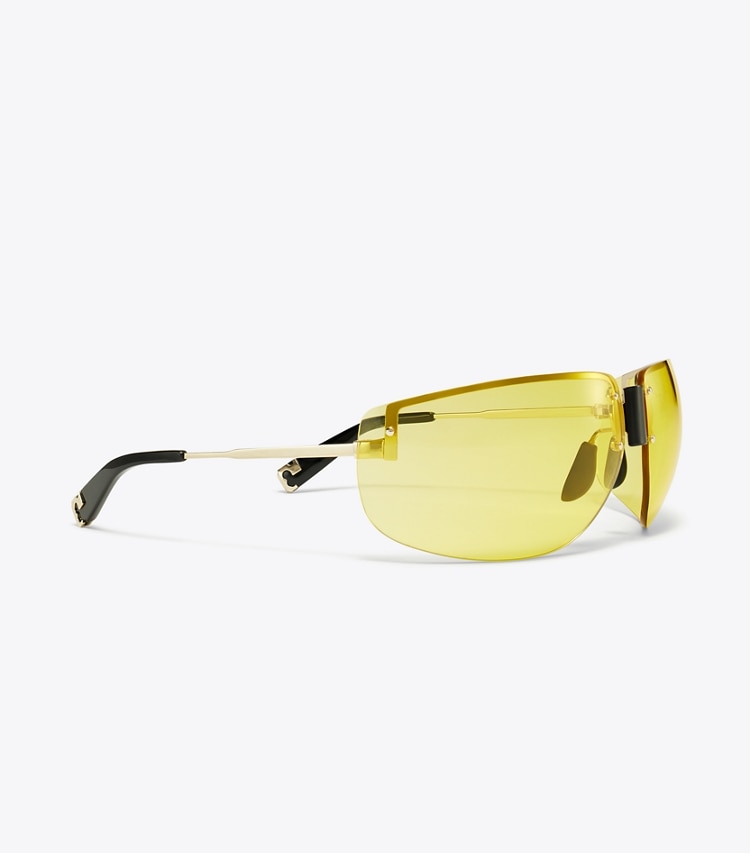 Tory Burch designer lunettes Lunettes de soleil masque Runway dans SHINY LIGHT GOLD/YELLOW détails