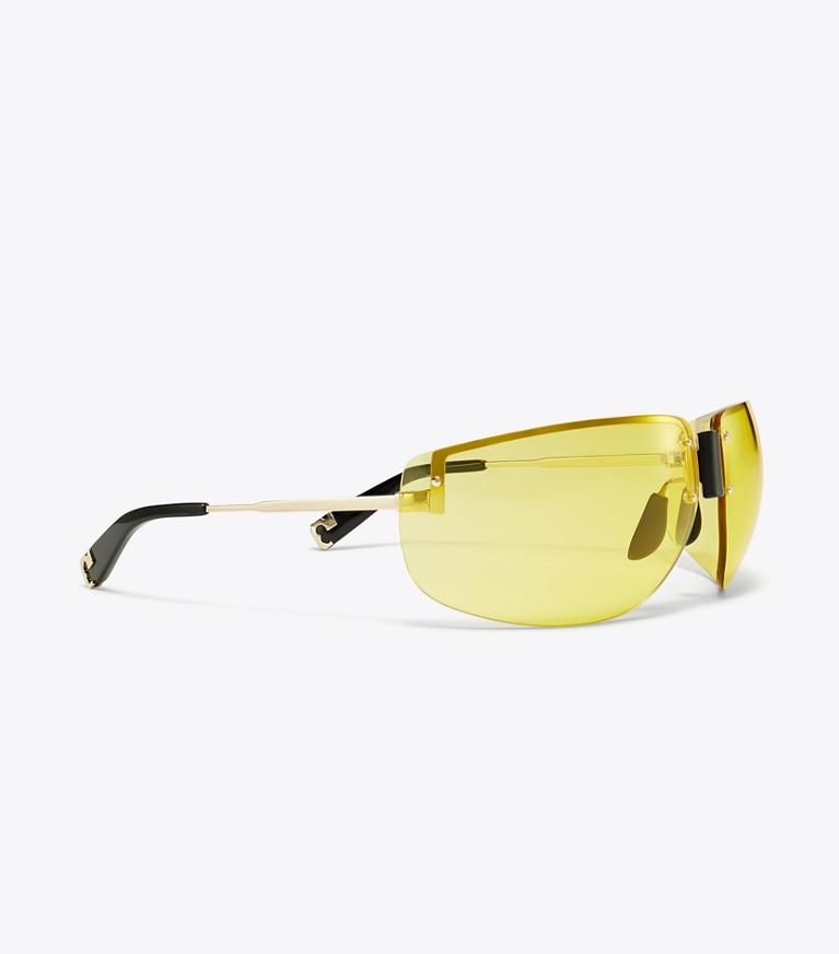 Tory Burch designer lunettes Lunettes de soleil masque Runway dans SHINY LIGHT GOLD/YELLOW détails