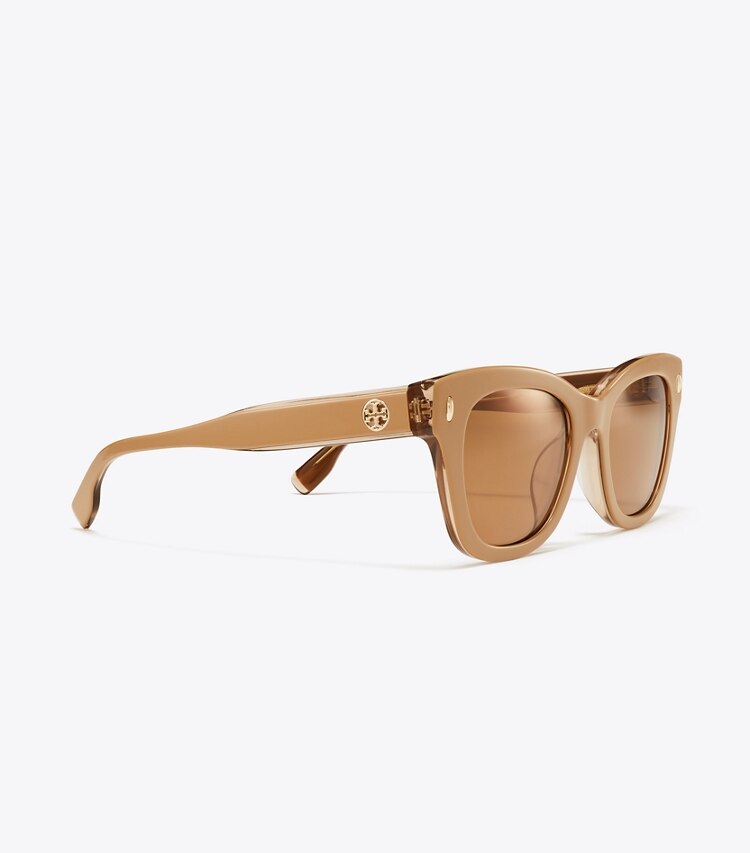 Tory Burch designer lunettes Lunettes de soleil Miller Wayfarer dans TAN/BROWN BACK MIRROR détails