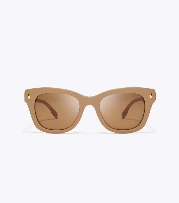 Tory Burch designer lunettes Lunettes de soleil Miller Wayfarer dans TAN/BROWN BACK MIRROR de face