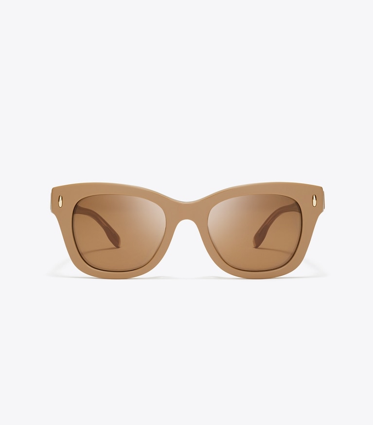 Tory Burch designer lunettes Lunettes de soleil Miller Wayfarer dans TAN/BROWN BACK MIRROR de face