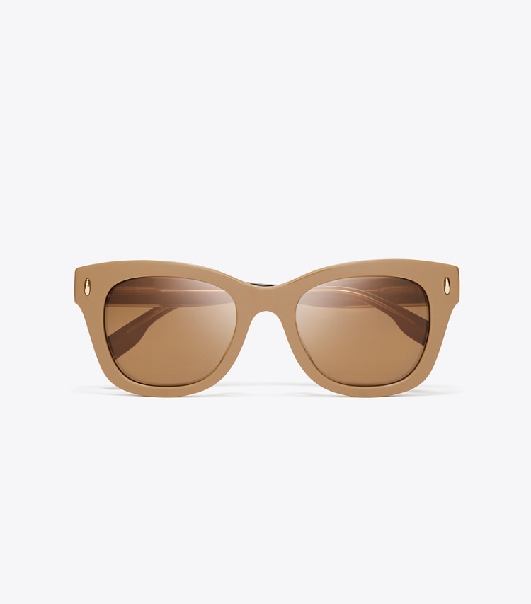 Tory Burch designer lunettes Lunettes de soleil Miller Wayfarer dans TAN/BROWN BACK MIRROR vue du dessus
