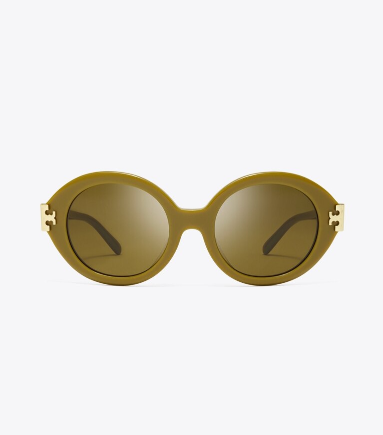 Tory Burch designer lunettes Lunettes de soleil ovales Eleanor dans OLIVE GREEN/OLIVE BROWN de face