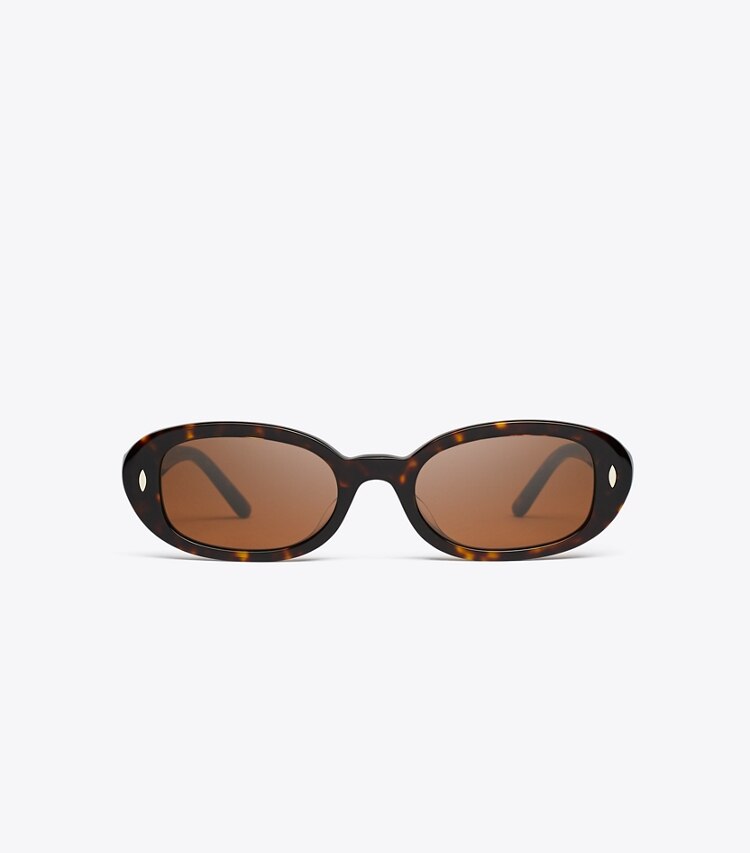 Tory Burch designer lunettes Lunettes de soleil ovales Miller dans DARK TORTOISE/DARK BROWN de face