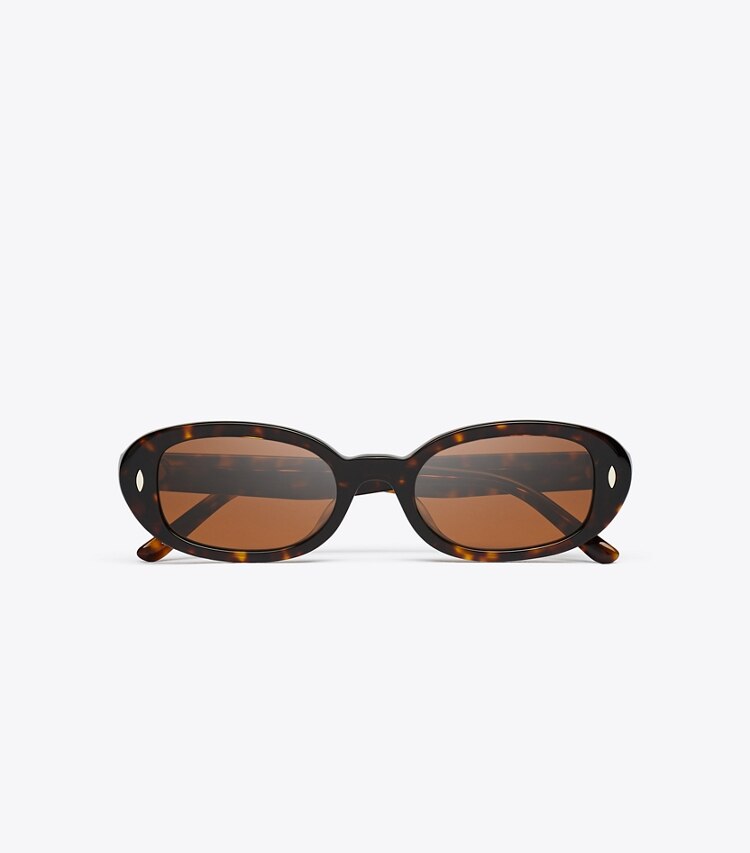 Tory Burch designer lunettes Lunettes de soleil ovales Miller dans DARK TORTOISE/DARK BROWN vue du dessus