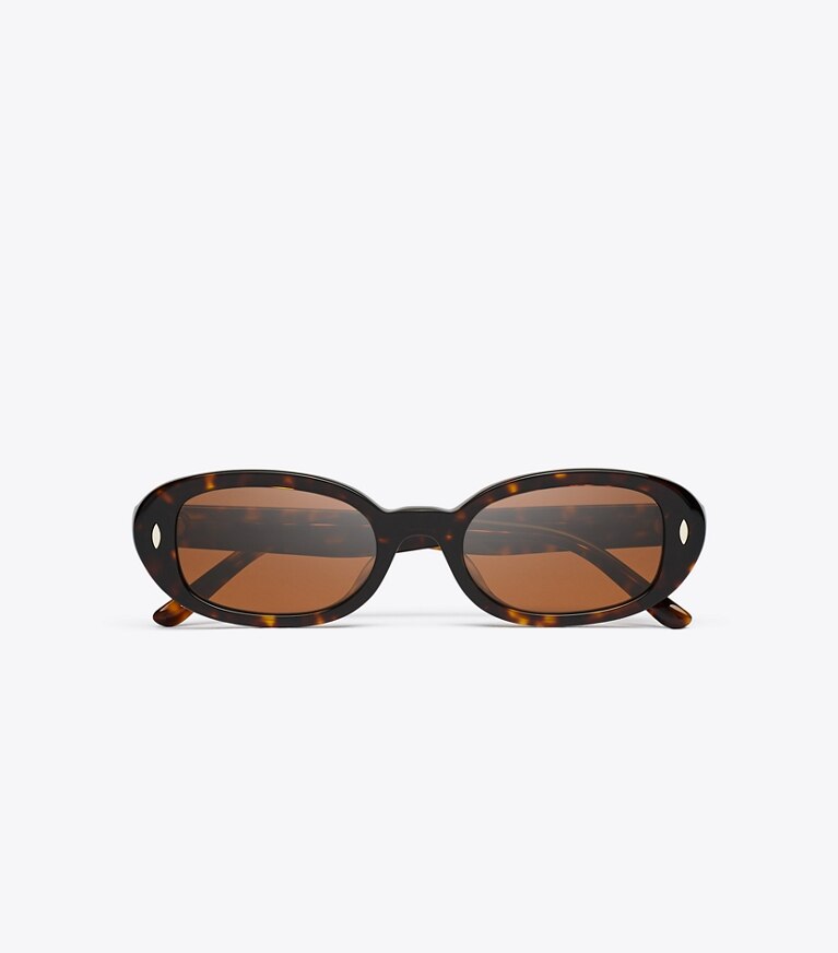 Tory Burch designer lunettes Lunettes de soleil ovales Miller dans DARK TORTOISE/DARK BROWN vue du dessus