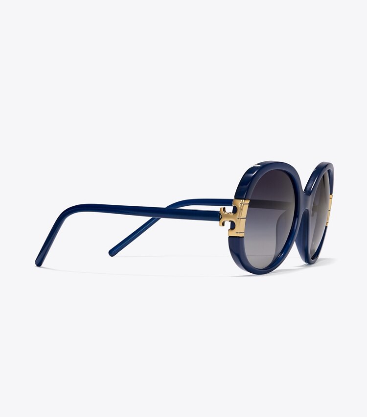 Tory Burch designer lunettes Lunettes de soleil ovales Single T dans NAVY détails