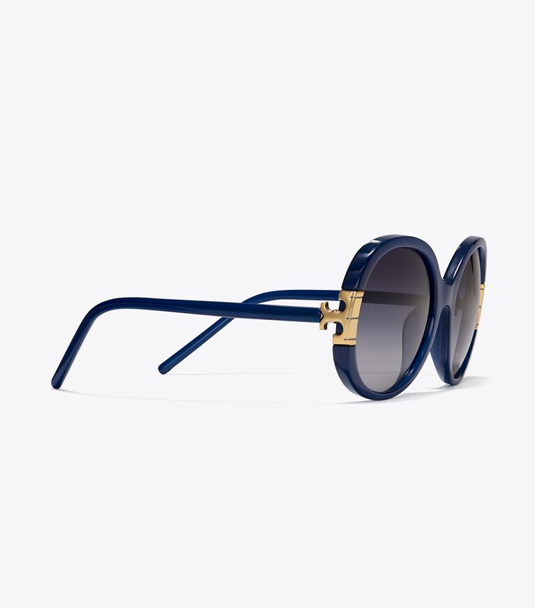 Tory Burch designer lunettes Lunettes de soleil ovales Single T dans NAVY détails