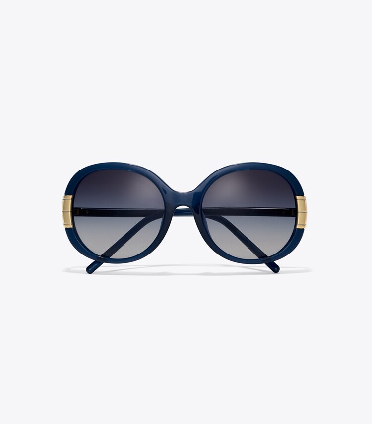 Tory Burch designer lunettes Lunettes de soleil ovales Single T dans NAVY vue du dessus