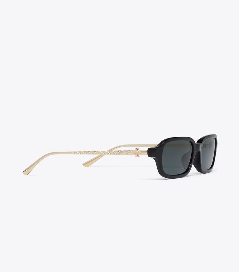 Tory Burch designer lunettes Lunettes de soleil rectangulaires en métal Kira dans BLACK/DARK GREY détails