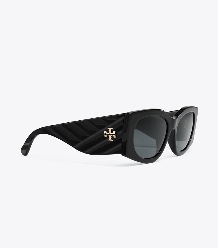 Tory Burch designer lunettes Lunettes de soleil rectangulaires Kira dans BLACK/DARK GREY détails