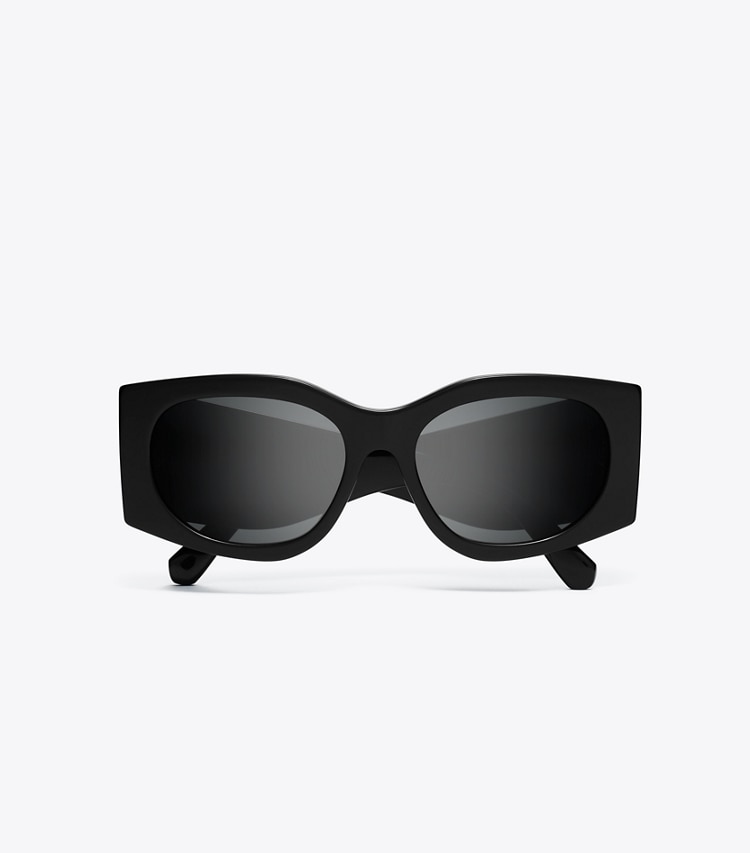 Tory Burch designer lunettes Lunettes de soleil rectangulaires Kira dans BLACK/DARK GREY vue du dessus