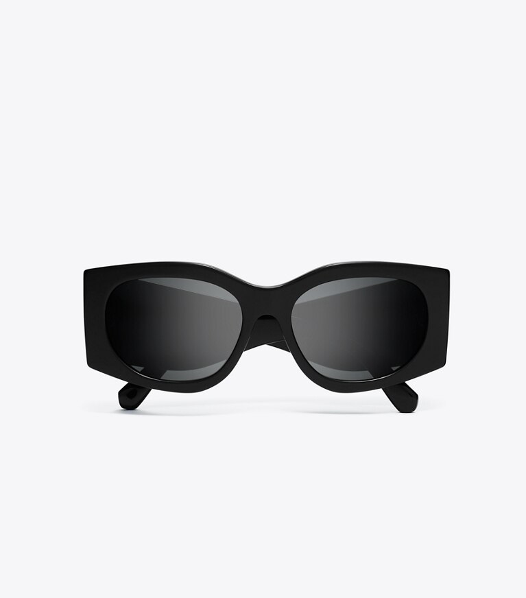 Tory Burch designer lunettes Lunettes de soleil rectangulaires Kira dans BLACK/DARK GREY vue du dessus