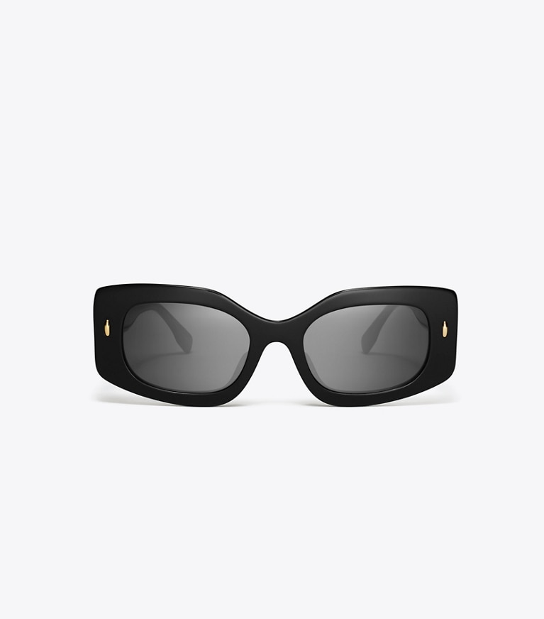 Tory Burch designer lunettes Lunettes de soleil rectangulaires Miller dans BLACK/DARK GREY de face
