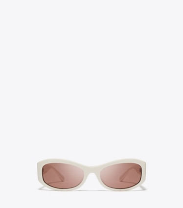 Tory Burch designer lunettes Lunettes de soleil rectangulaires Miller dans BONE/LIGHT BROWN de face