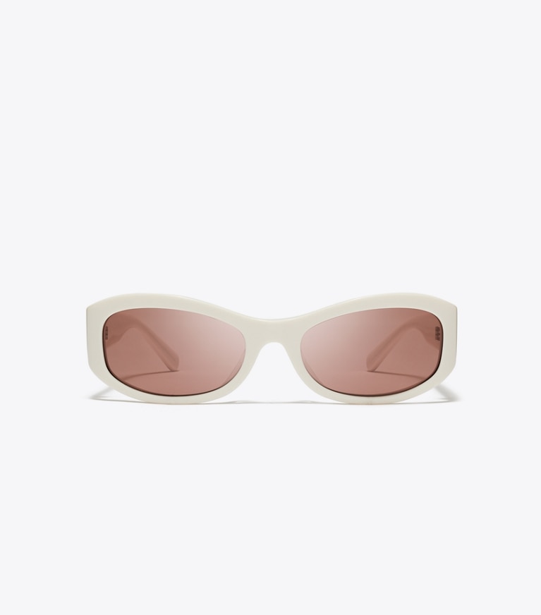 Tory Burch designer lunettes Lunettes de soleil rectangulaires Miller dans BONE/LIGHT BROWN de face