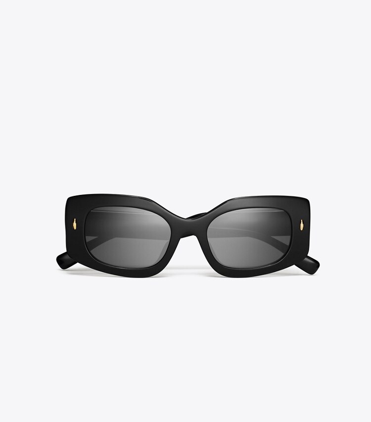 Tory Burch designer lunettes Lunettes de soleil rectangulaires Miller dans BLACK/DARK GREY vue du dessus