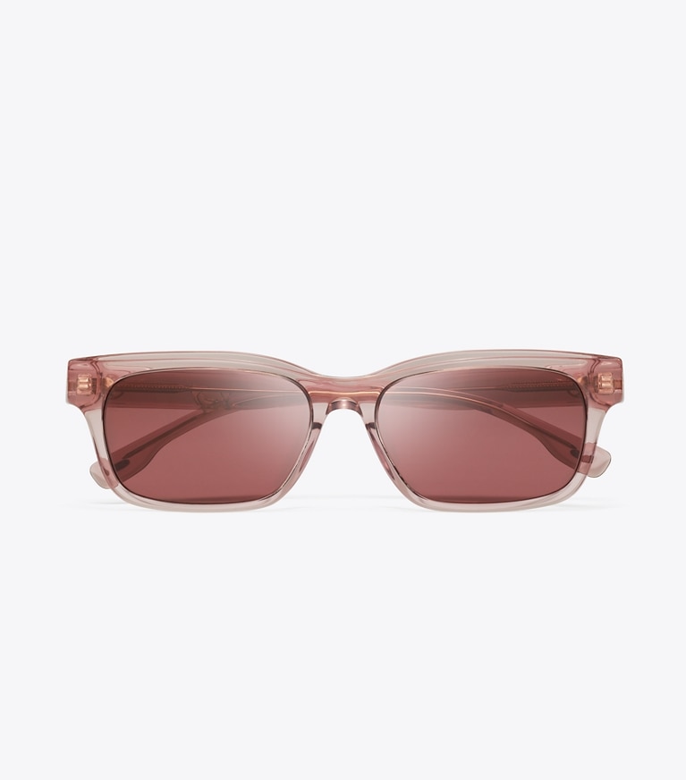 Tory Burch designer lunettes Lunettes de soleil rectangulaires Miller dans TRANSPARENT PINK/WINE vue du dessus