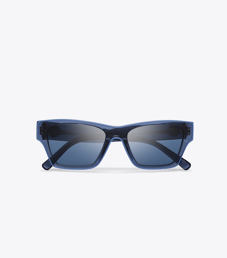 Tory Burch designer lunettes Lunettes de soleil rectangulaires dans TRANSPARENT NAVY/DARK BLUE vue du dessus