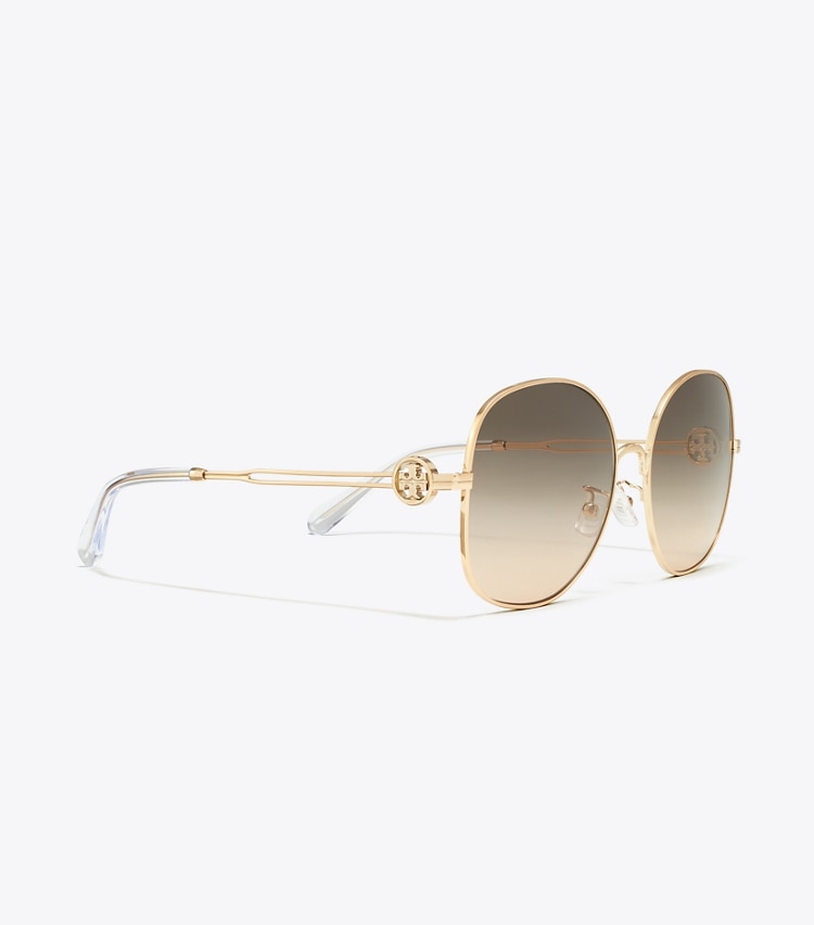 Tory Burch designer lunettes Lunettes de soleil rondes en métal Miller dans LIGHT ROSE GOLD/LIGHT BROWN GRADIENT détails