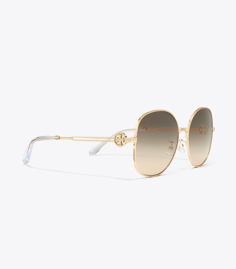 Tory Burch designer lunettes Lunettes de soleil rondes en métal Miller dans LIGHT ROSE GOLD/LIGHT BROWN GRADIENT détails