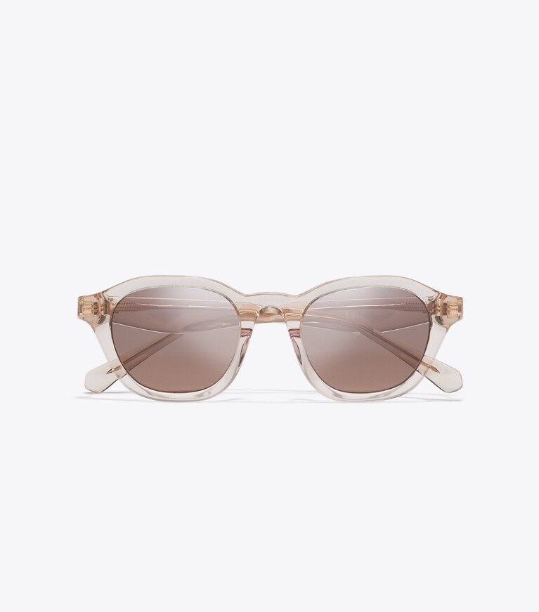 Tory Burch designer lunettes Lunettes de soleil rondes Kira in TRANSPARENT BEIGE/BROWN dessus