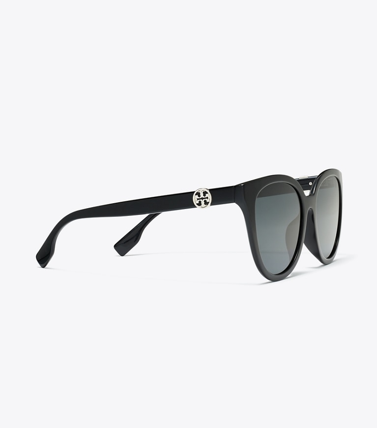 Tory Burch designer lunettes Lunettes de soleil rondes Miller dans BLACK/DARK GREY détails