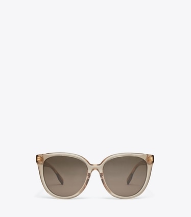 Tory Burch designer lunettes Lunettes de soleil rondes Miller dans TRANSPARENT BROWN/ DARK BROWN de face