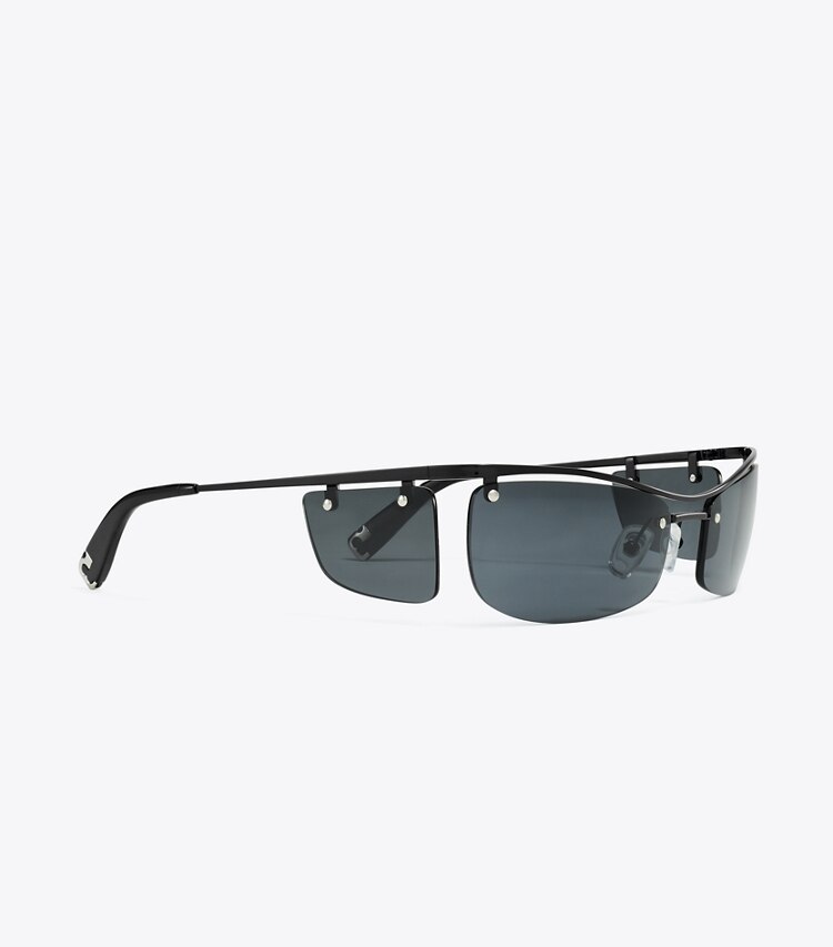 Tory Burch designer lunettes Lunettes de soleil Runway à double verre dans DARK GREY 1 détails
