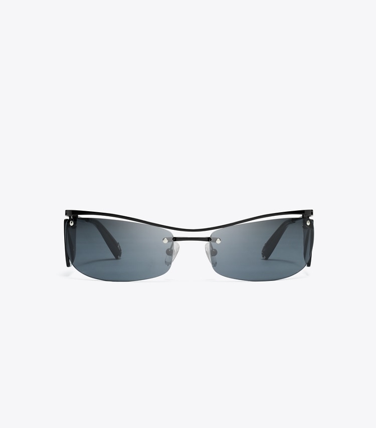 Tory Burch designer lunettes Lunettes de soleil Runway à double verre dans DARK GREY 1 de face
