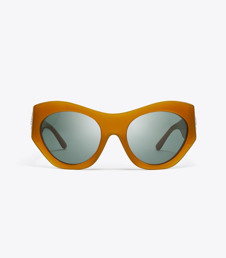 Tory Burch designer lunettes Lunettes de soleil Runway dans BROWN/GREEN de face