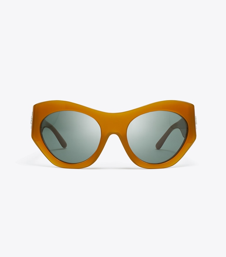 Tory Burch designer lunettes Lunettes de soleil Runway dans BROWN/GREEN de face