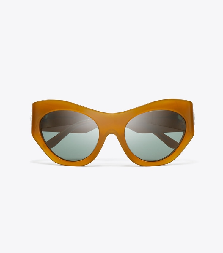 Tory Burch designer lunettes Lunettes de soleil Runway dans BROWN/GREEN vue du dessus