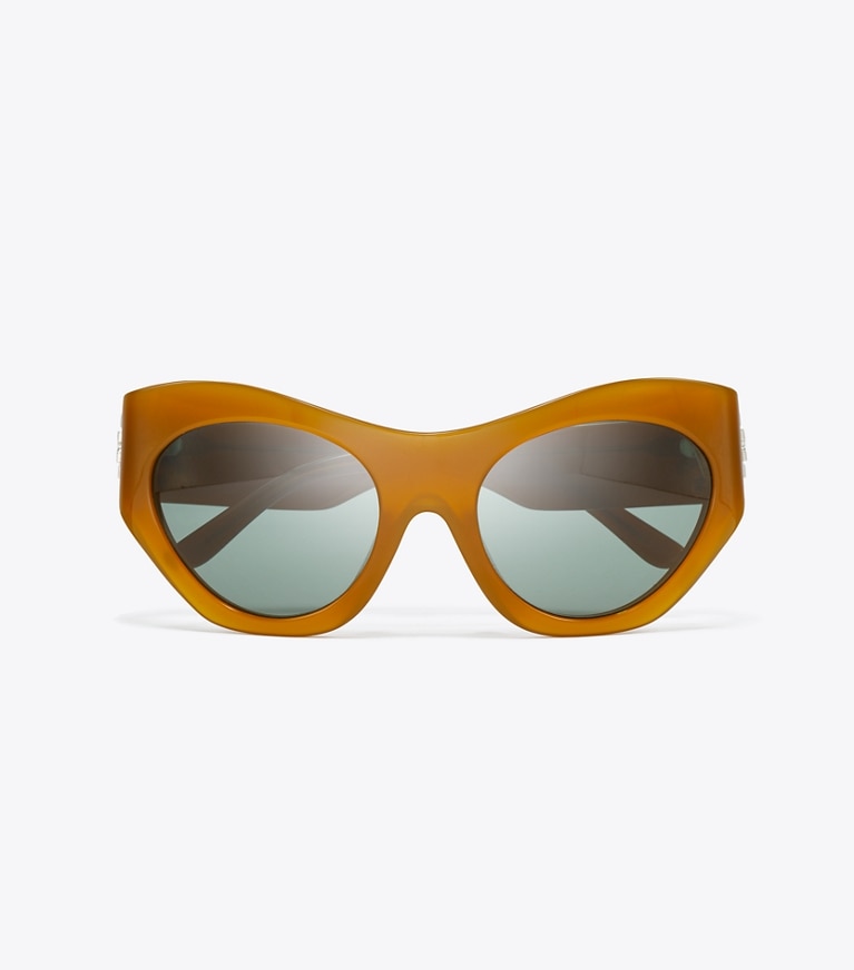 Tory Burch designer lunettes Lunettes de soleil Runway dans BROWN/GREEN vue du dessus