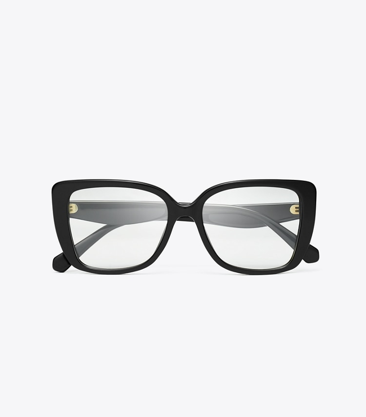 Tory Burch designer lunettes Lunettes de vue carrées Kira dans BLACK vue du dessus