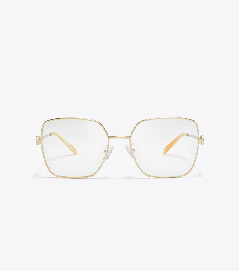 Tory Burch designer lunettes Lunettes de vue carrées Miller en métal dans BRUSHED LIGHT GOLD de face