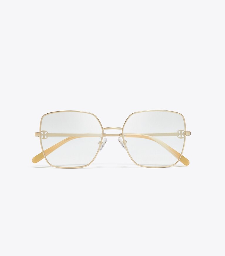 Tory Burch designer lunettes Lunettes de vue carrées Miller en métal dans BRUSHED LIGHT GOLD vue du dessus