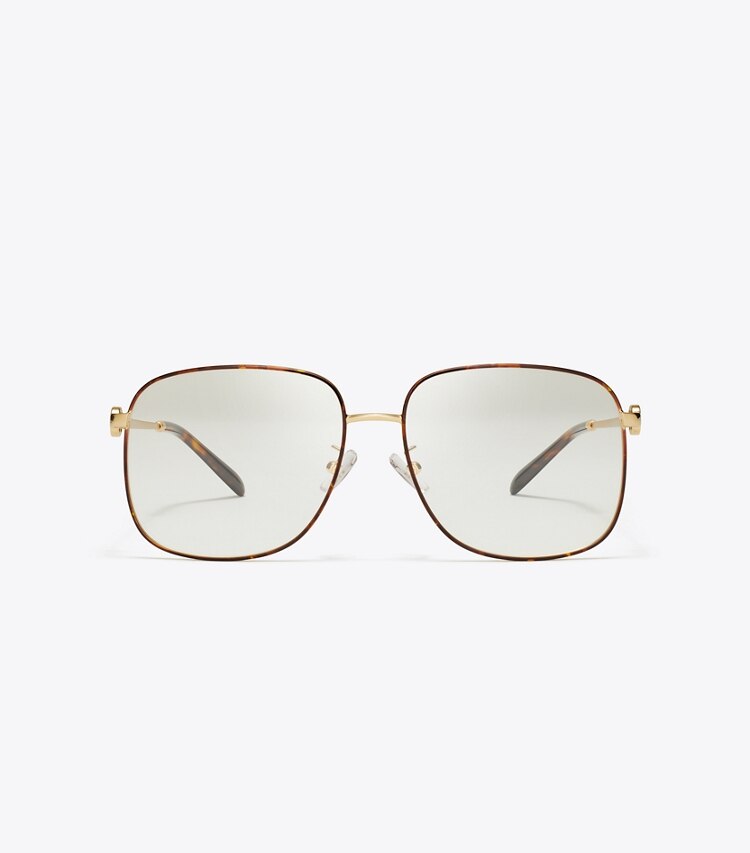 Tory Burch designer lunettes Lunettes de vue Miller carrées en métal dans GOLD de face