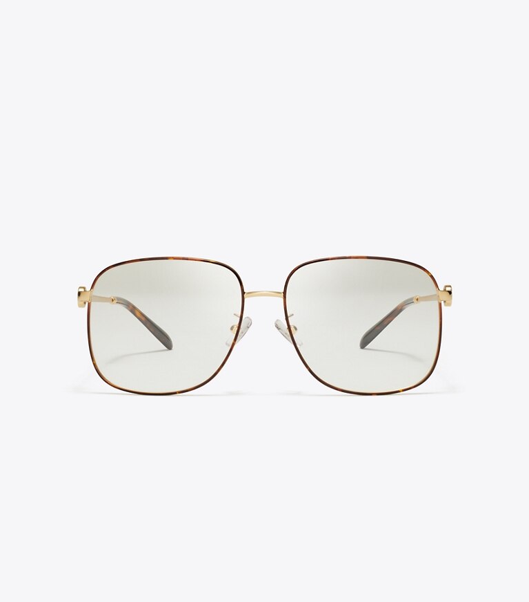 Tory Burch designer lunettes Lunettes de vue Miller carrées en métal dans GOLD de face